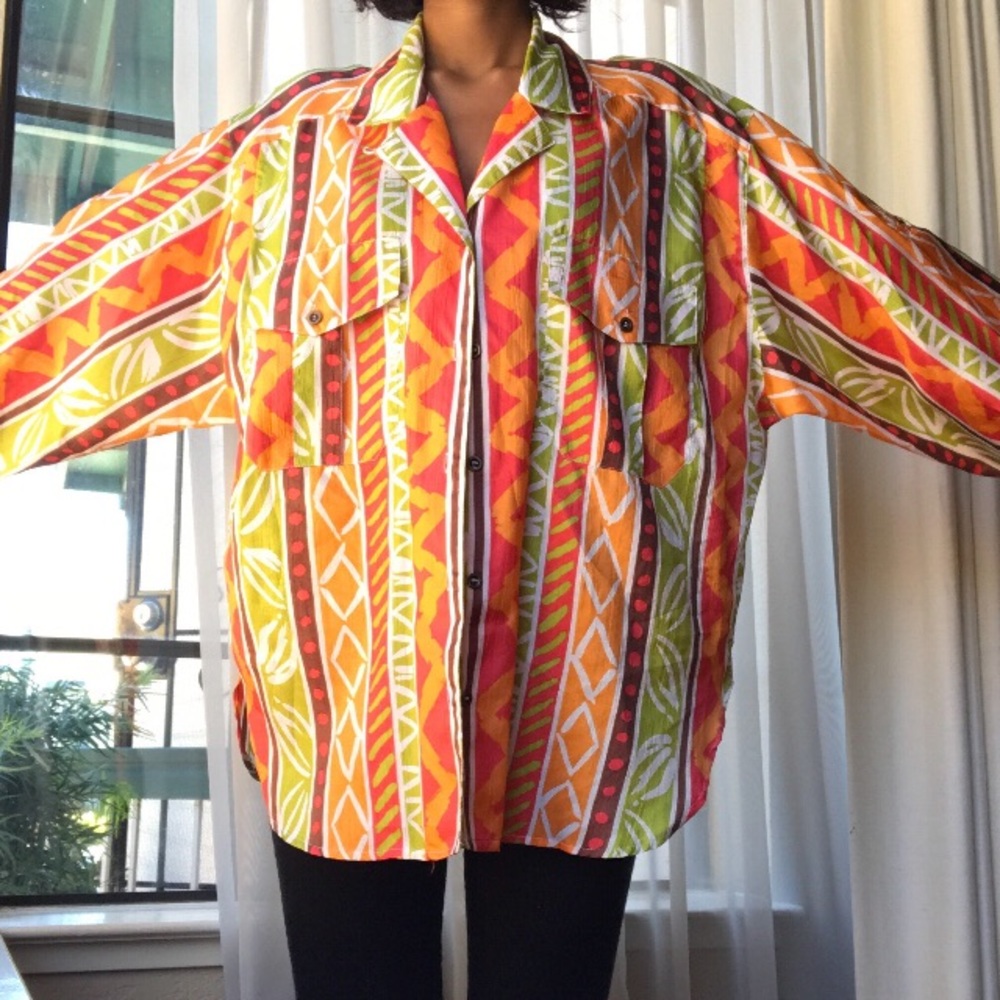 💼🎉HP🎉Vintage Leslie Fay Oversized Blouse - Picture 2 of 4